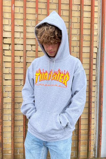 Thrasher Hoodie - Flame - Grå